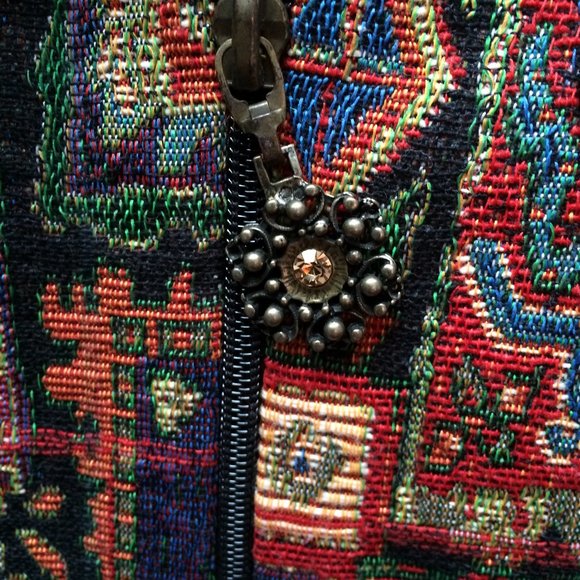 Joseph Ribkoff Trends Womens Beaded Tapestry Jacket Medium Multicolor Full Zip - Picture 11 of 12